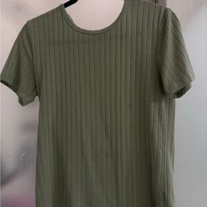 Vintage America Sage Green Ribbed Short Sleeve Top